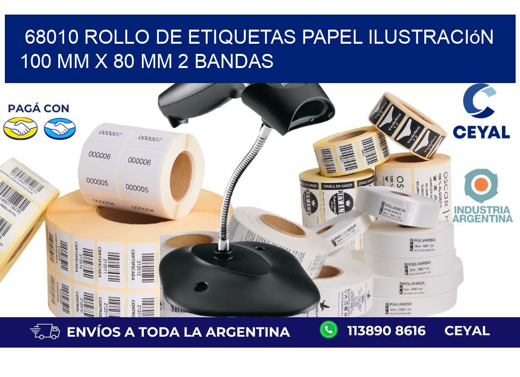 68010 Rollo de Etiquetas Papel Ilustración 100 mm x 80 mm 2 Bandas