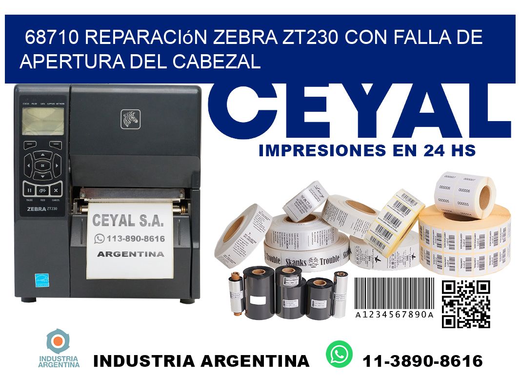 68710 reparación zebra zt230 con falla de apertura del cabezal