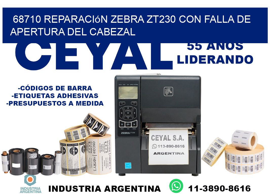 68710 reparación zebra zt230 con falla de apertura del cabezal