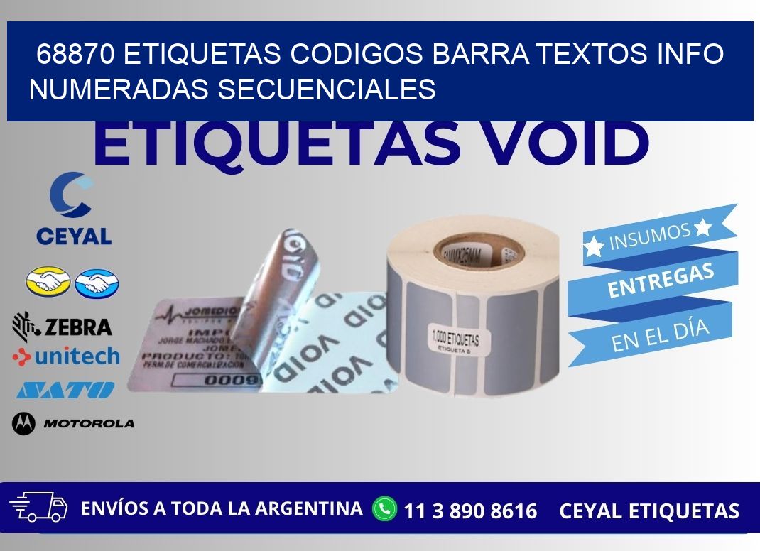 68870 Etiquetas Codigos Barra Textos Info Numeradas Secuenciales
