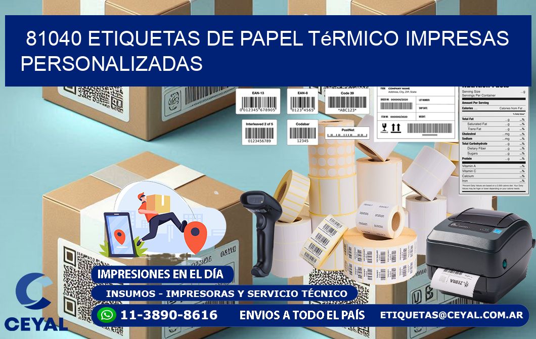 81040 Etiquetas de papel térmico impresas personalizadas
