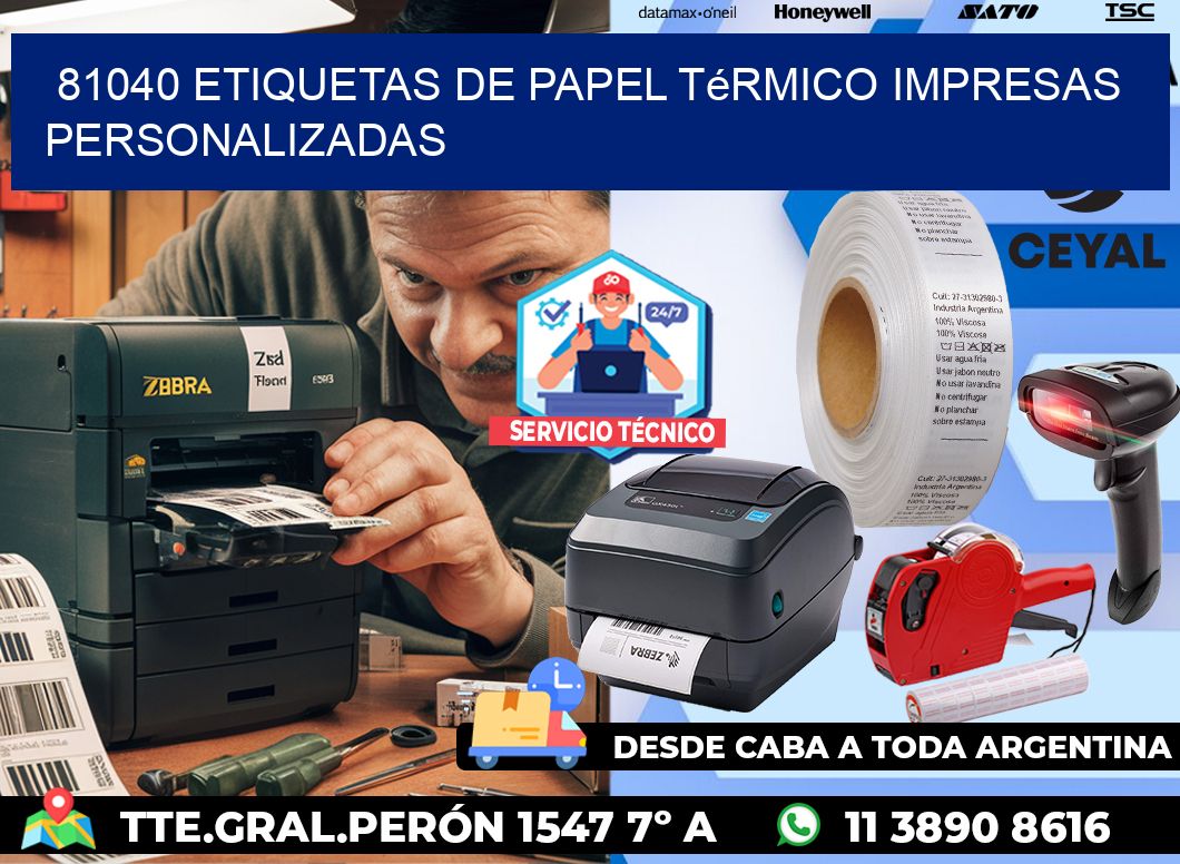 81040 Etiquetas de papel térmico impresas personalizadas