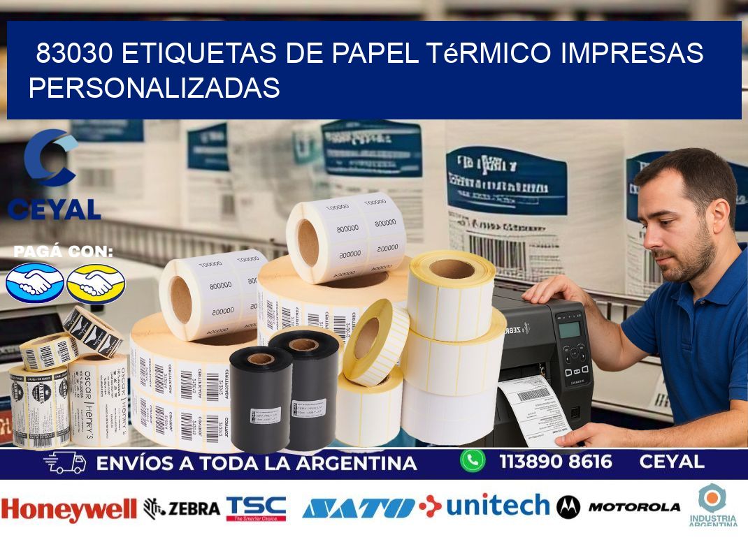 83030 Etiquetas de papel térmico impresas personalizadas