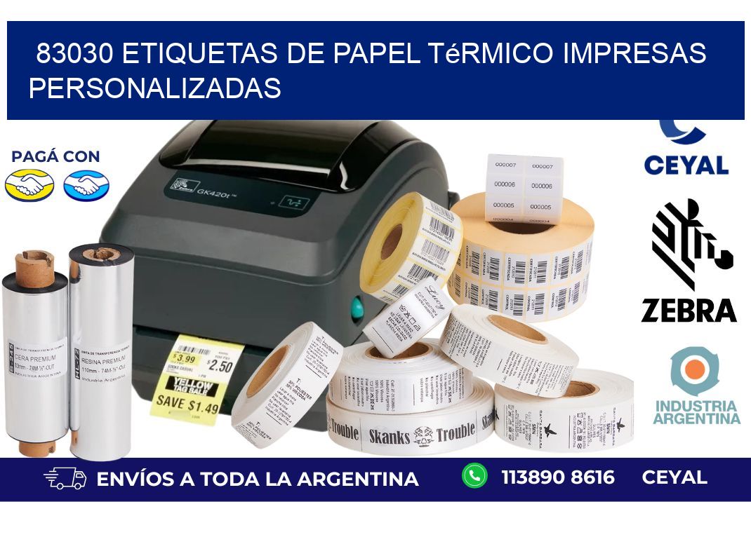 83030 Etiquetas de papel térmico impresas personalizadas