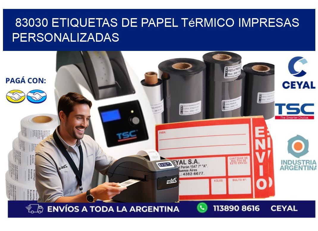 83030 Etiquetas de papel térmico impresas personalizadas
