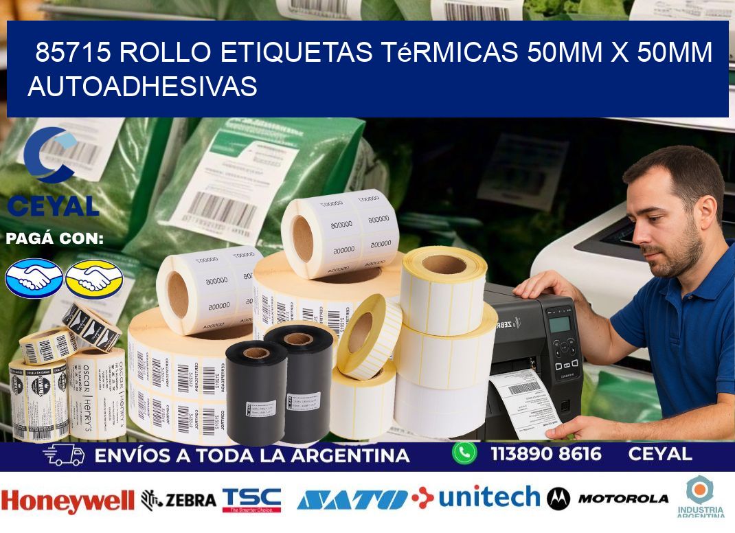 85715 Rollo Etiquetas Térmicas 50mm X 50mm Autoadhesivas