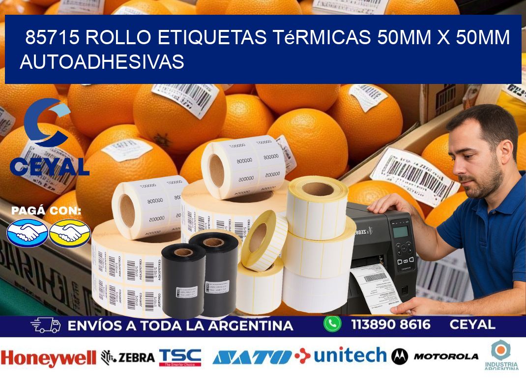 85715 Rollo Etiquetas Térmicas 50mm X 50mm Autoadhesivas