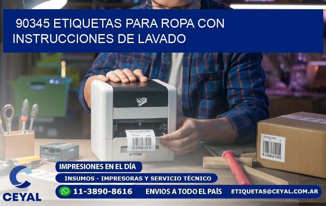 90345 etiquetas para ropa con instrucciones de lavado