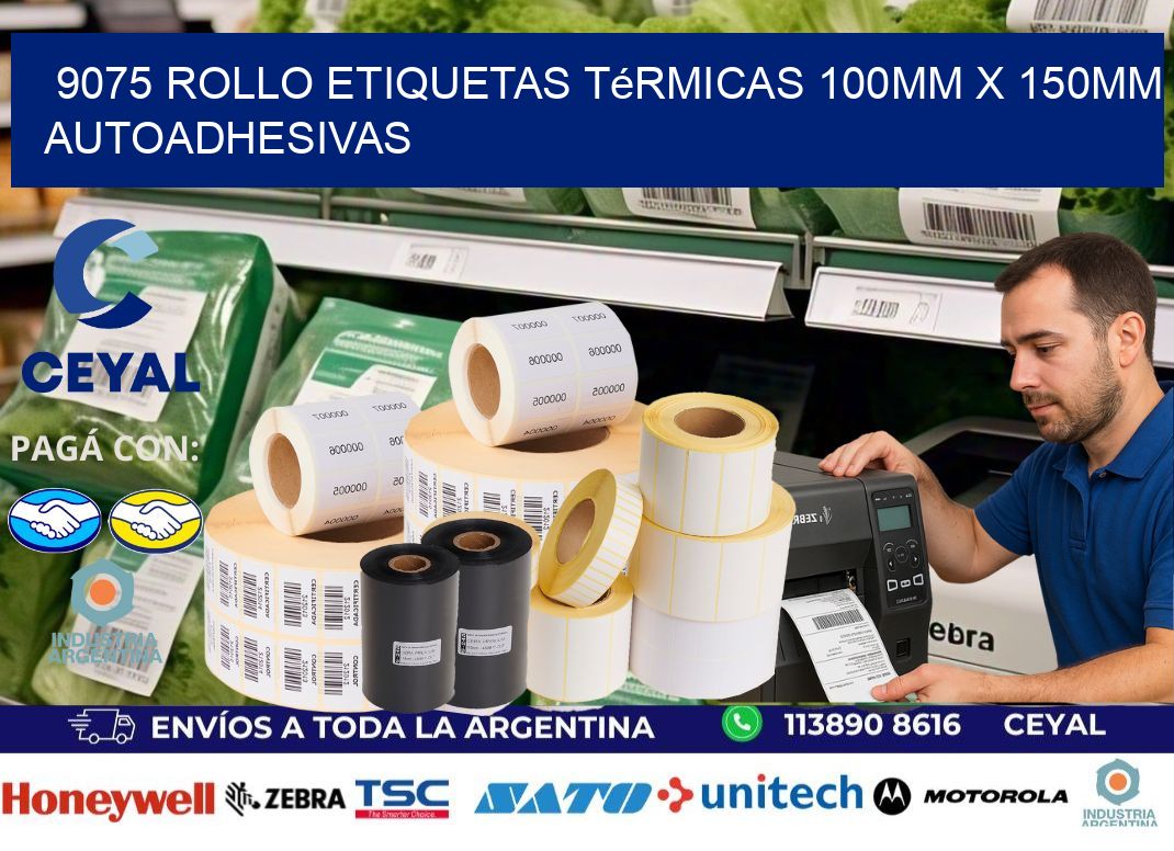 9075 Rollo Etiquetas Térmicas 100mm X 150mm Autoadhesivas