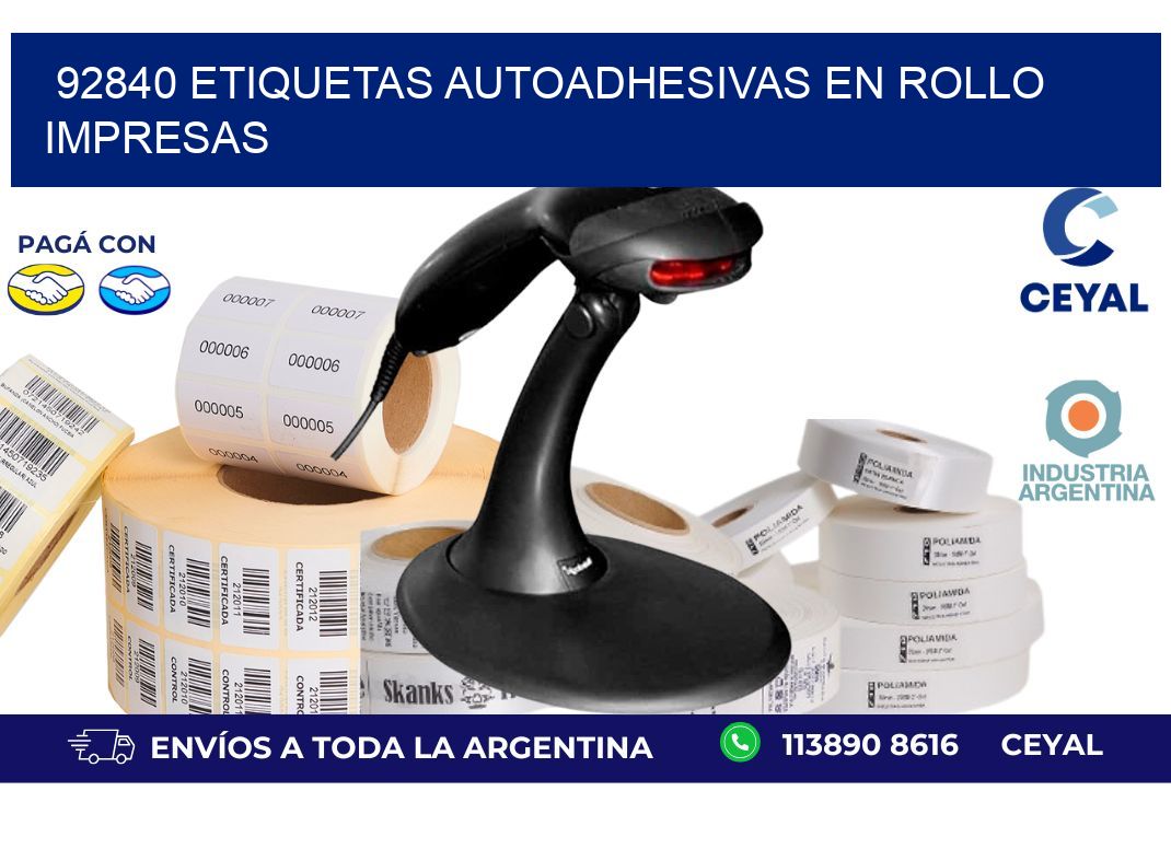 92840 Etiquetas autoadhesivas en rollo impresas