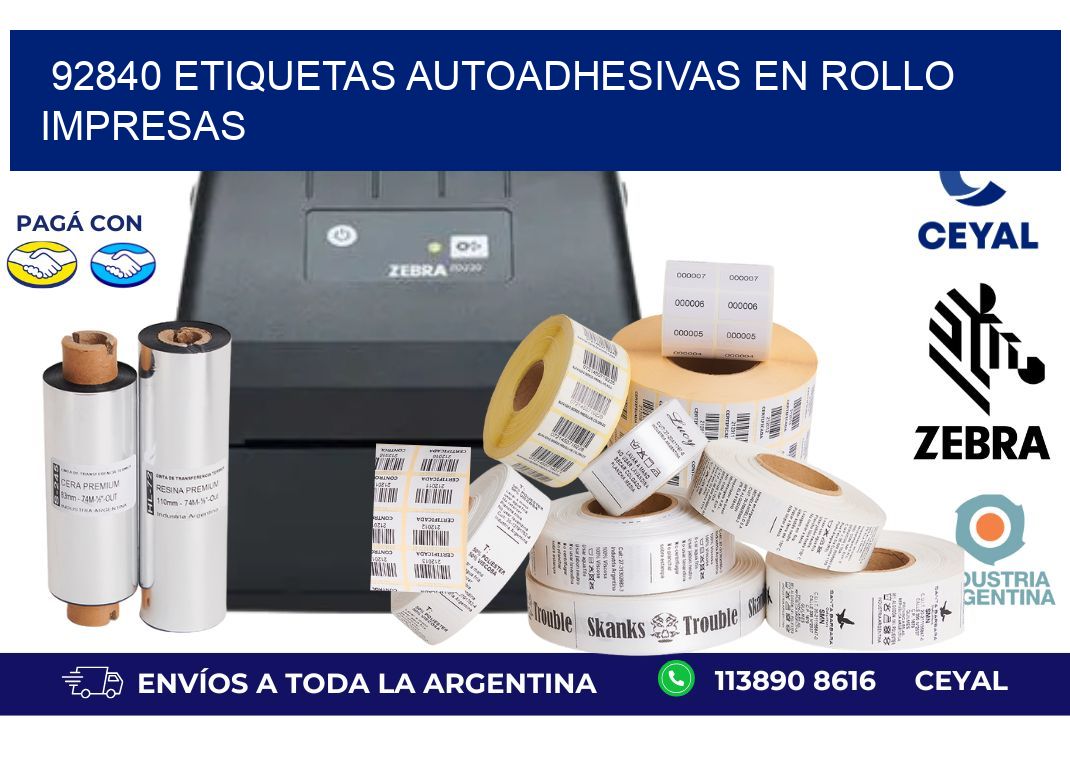 92840 Etiquetas autoadhesivas en rollo impresas