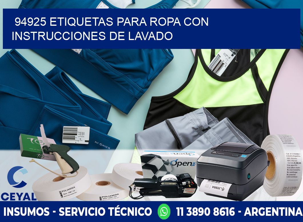 94925 etiquetas para ropa con instrucciones de lavado