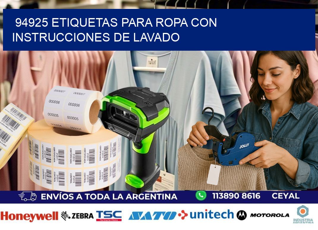 94925 etiquetas para ropa con instrucciones de lavado