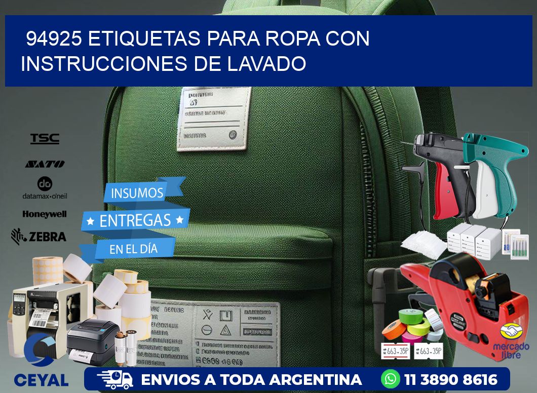 94925 etiquetas para ropa con instrucciones de lavado
