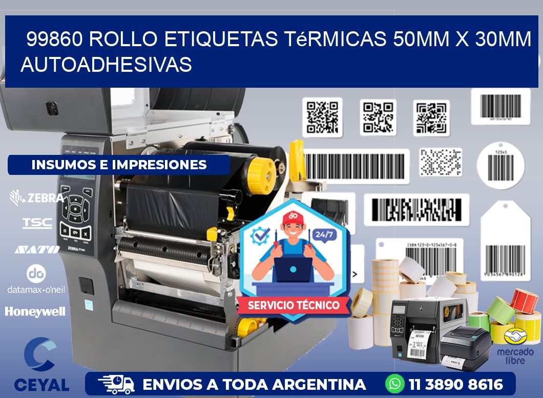 99860 Rollo Etiquetas Térmicas 50mm X 30mm Autoadhesivas
