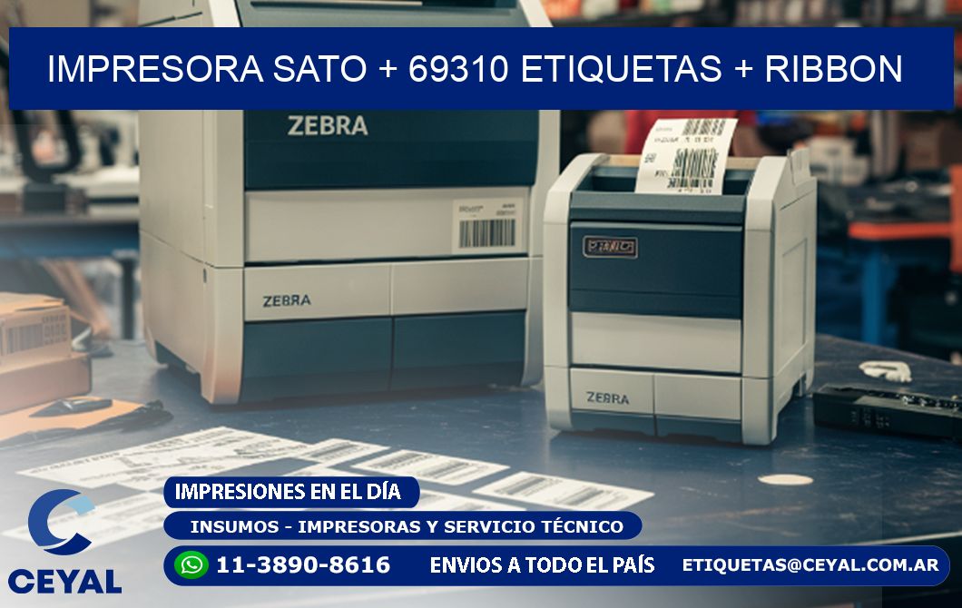 impresora SATO + 69310 etiquetas + ribbon