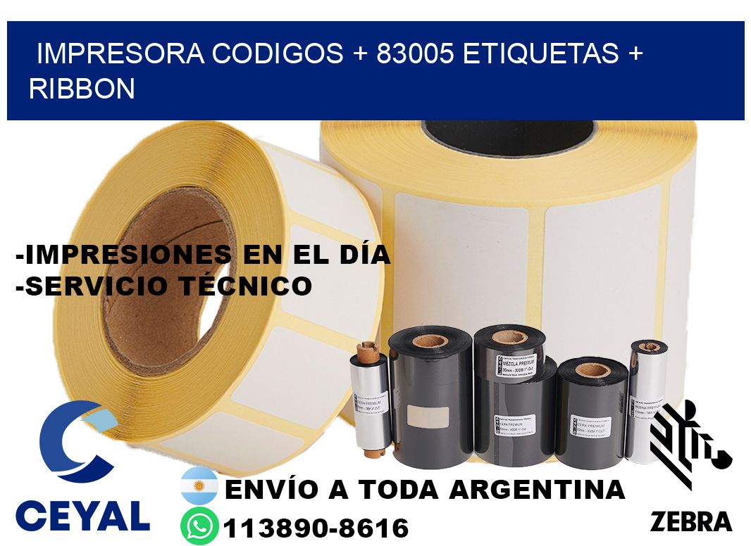 impresora codigos + 83005 etiquetas + ribbon