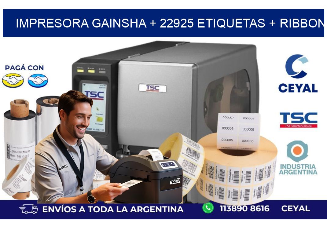impresora gainsha + 22925 etiquetas + ribbon