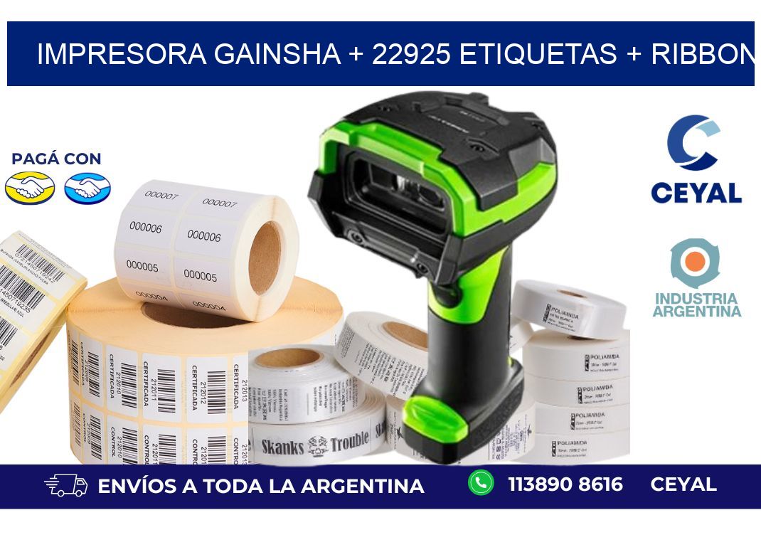 impresora gainsha + 22925 etiquetas + ribbon