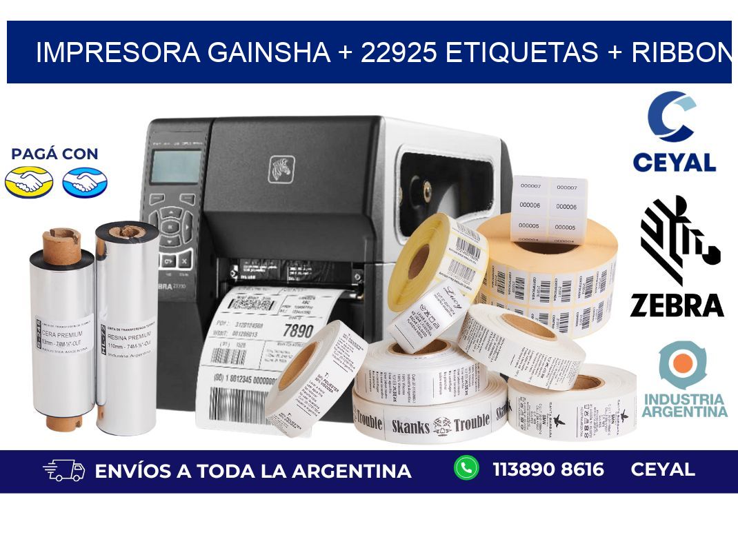 impresora gainsha + 22925 etiquetas + ribbon