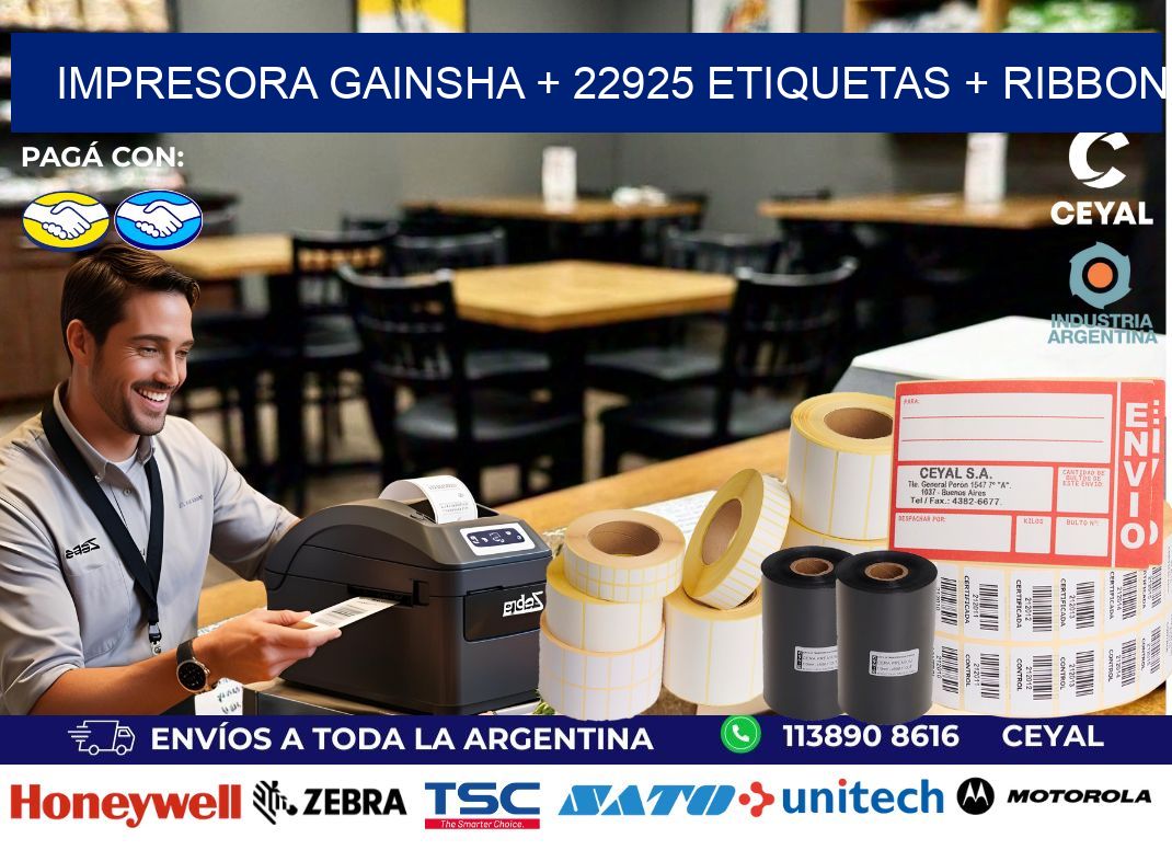impresora gainsha + 22925 etiquetas + ribbon