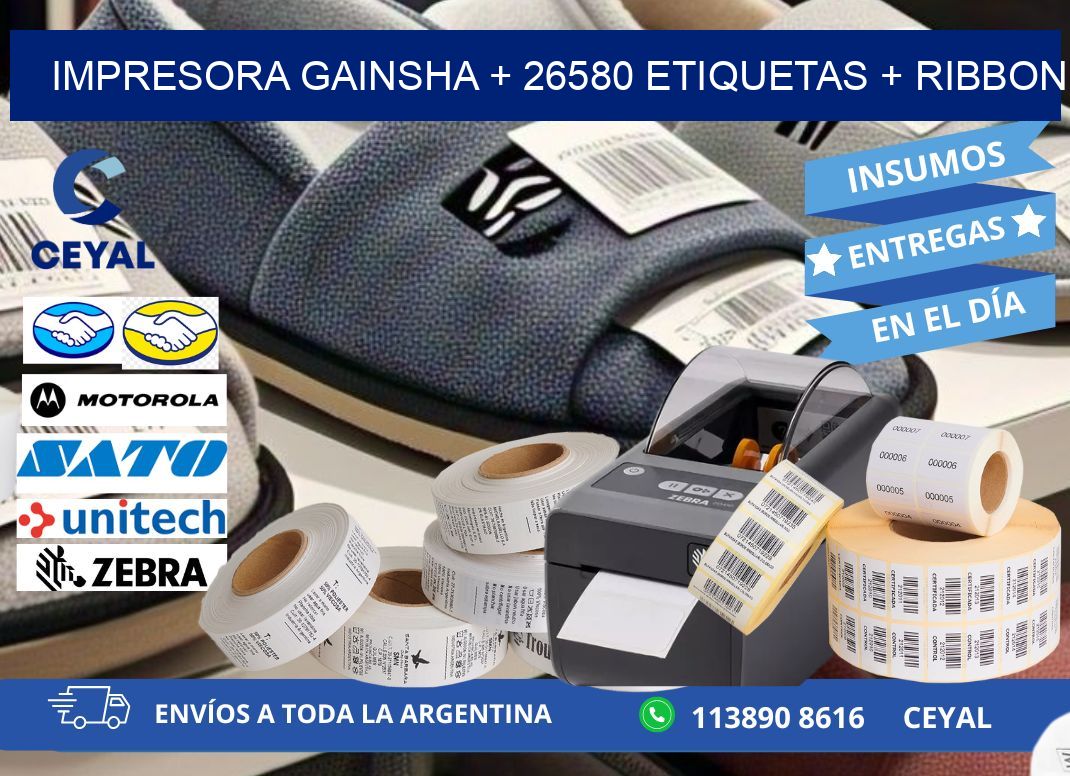 impresora gainsha + 26580 etiquetas + ribbon