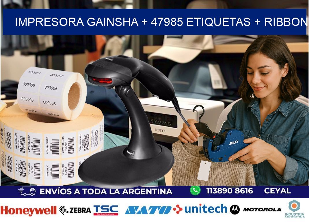 impresora gainsha + 47985 etiquetas + ribbon