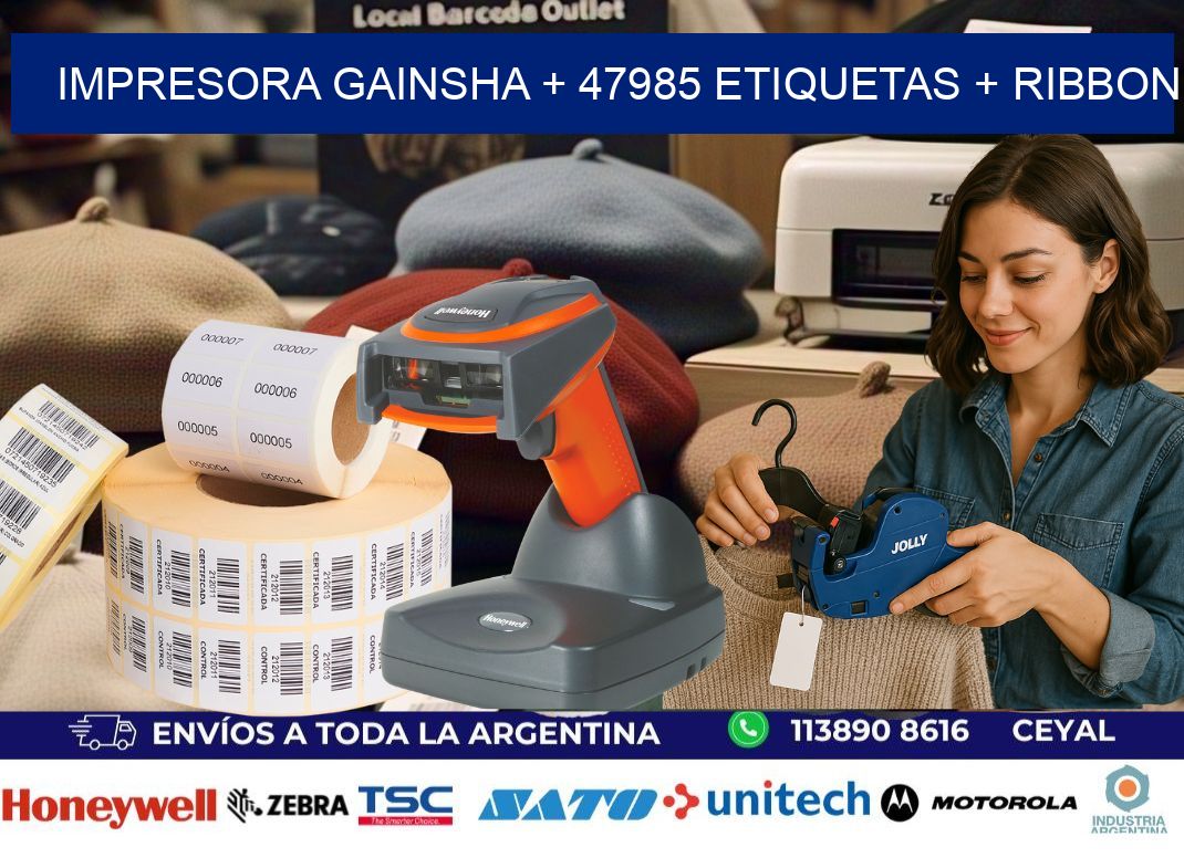 impresora gainsha + 47985 etiquetas + ribbon