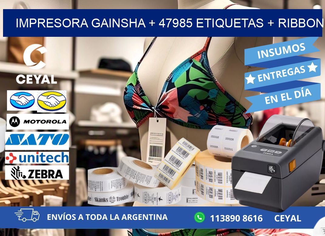 impresora gainsha + 47985 etiquetas + ribbon