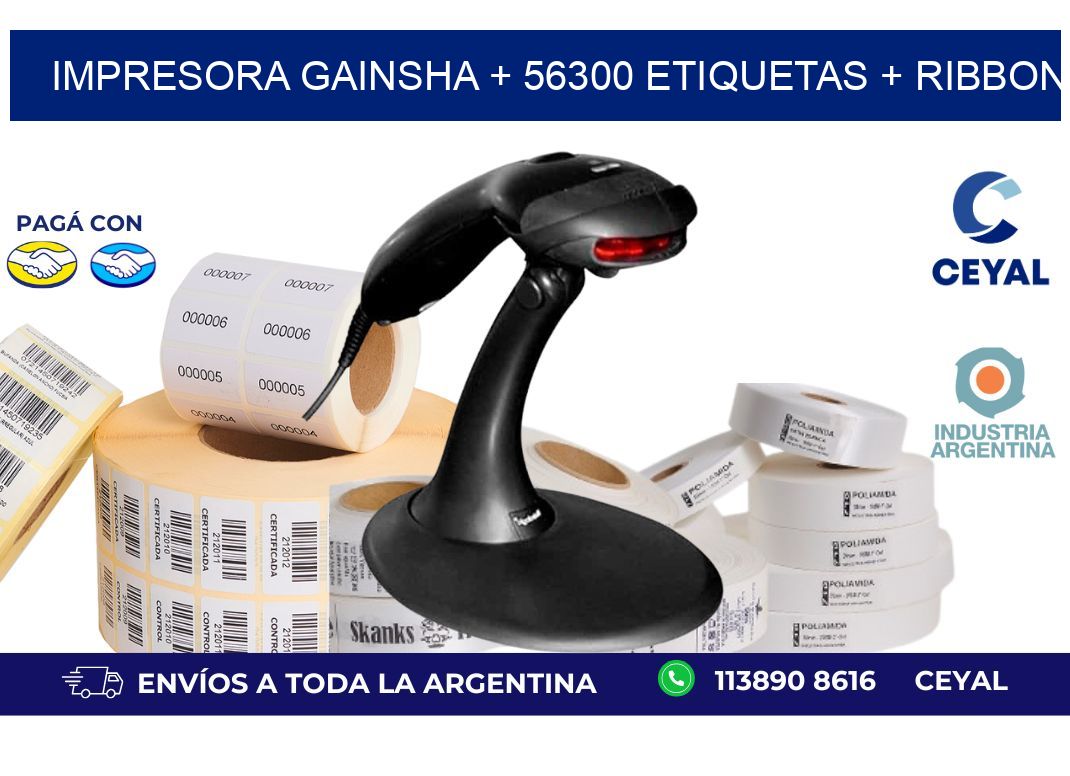 impresora gainsha + 56300 etiquetas + ribbon