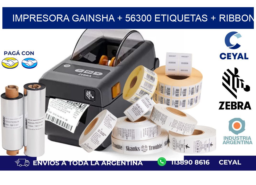 impresora gainsha + 56300 etiquetas + ribbon