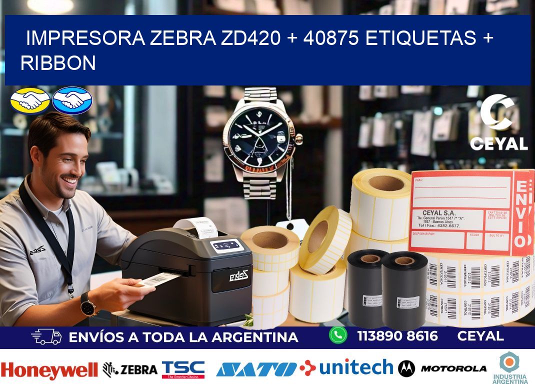 impresora zebra zd420 + 40875 etiquetas + ribbon