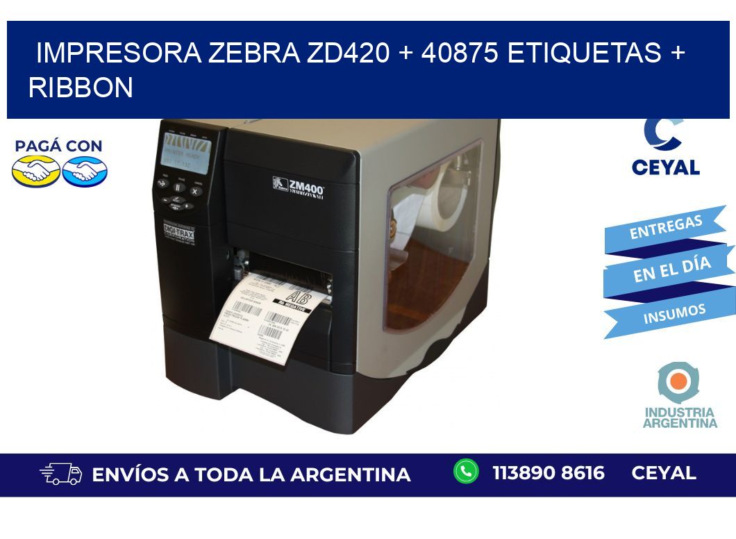 impresora zebra zd420 + 40875 etiquetas + ribbon