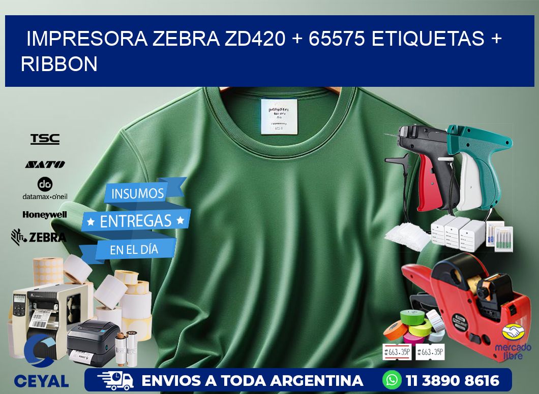 impresora zebra zd420 + 65575 etiquetas + ribbon