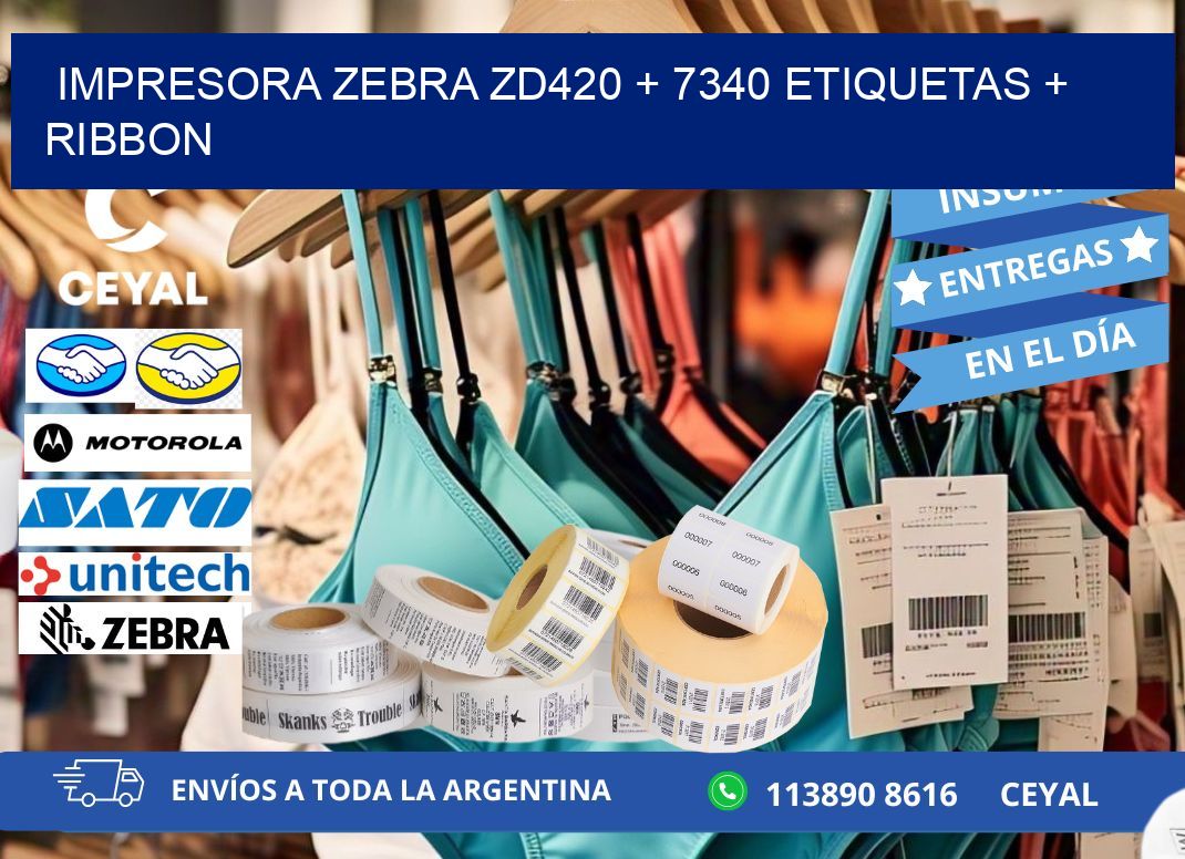 impresora zebra zd420 + 7340 etiquetas + ribbon