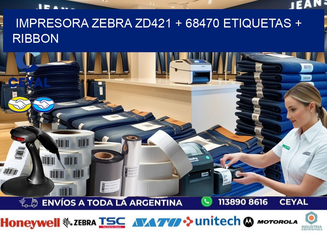 impresora zebra zd421 + 68470 etiquetas + ribbon
