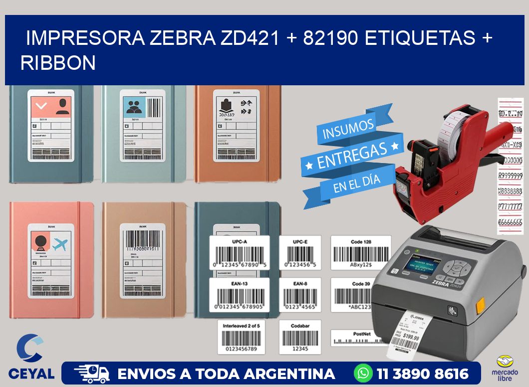 impresora zebra zd421 + 82190 etiquetas + ribbon