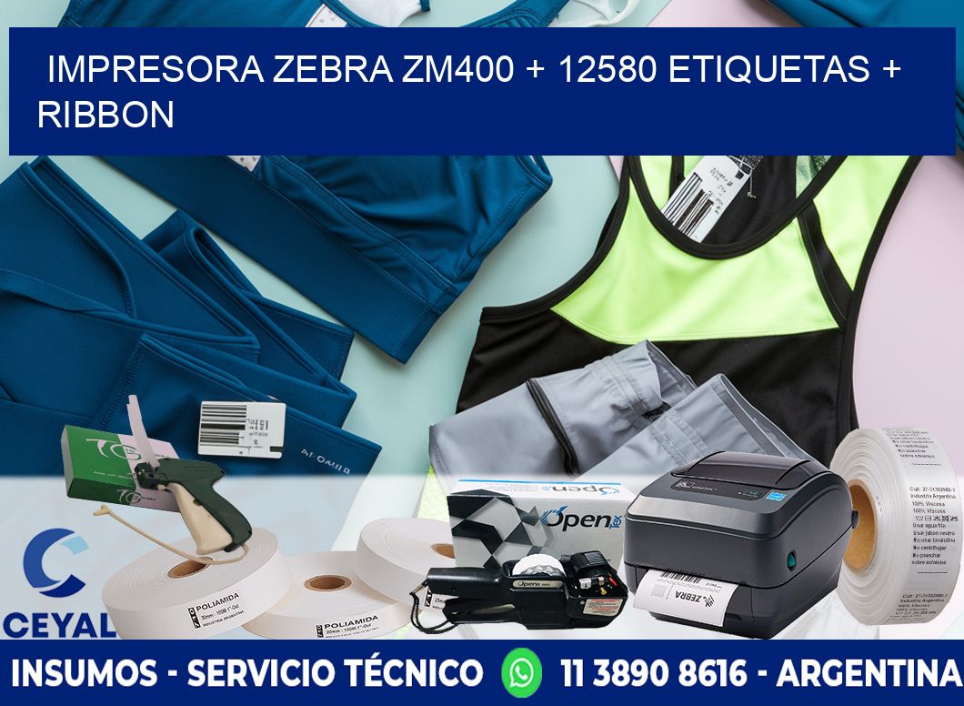 impresora zebra zm400 + 12580 etiquetas + ribbon
