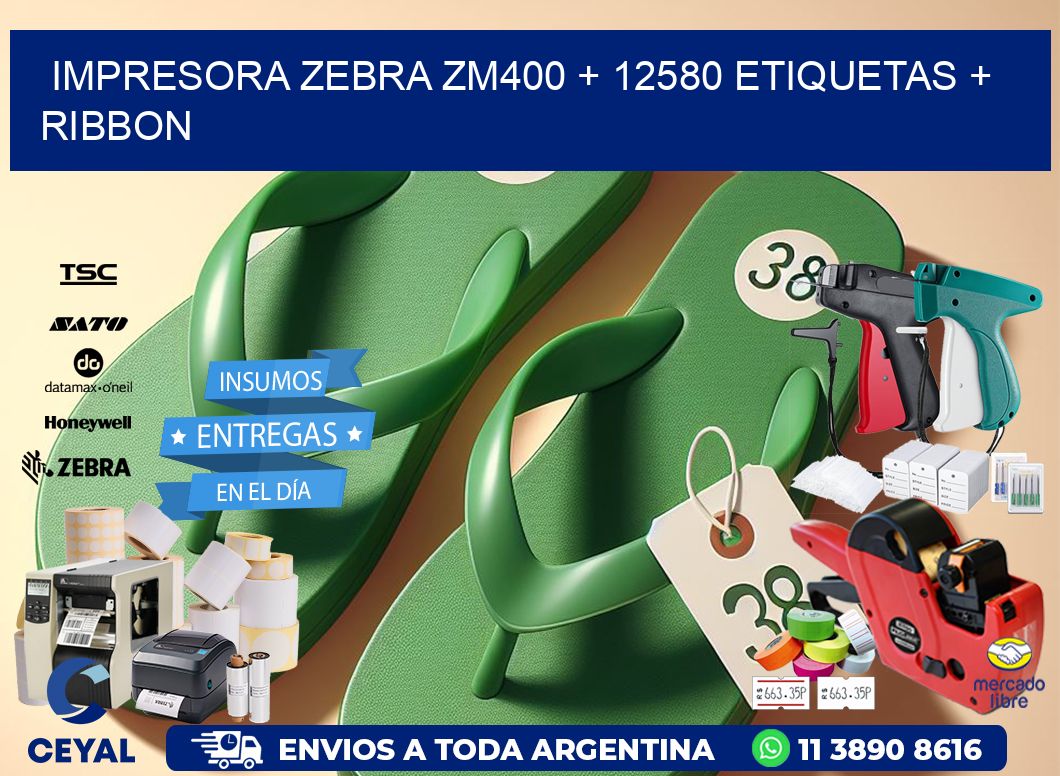 impresora zebra zm400 + 12580 etiquetas + ribbon