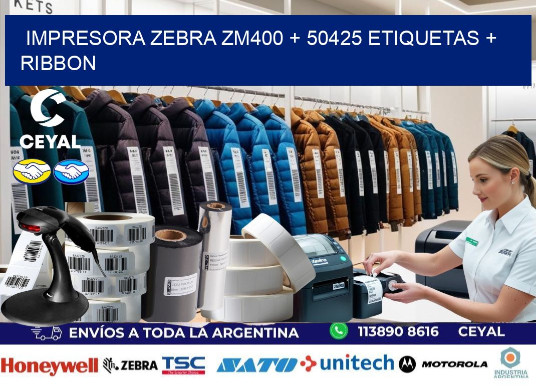 impresora zebra zm400 + 50425 etiquetas + ribbon