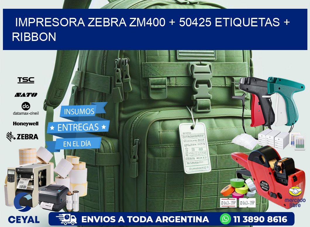 impresora zebra zm400 + 50425 etiquetas + ribbon