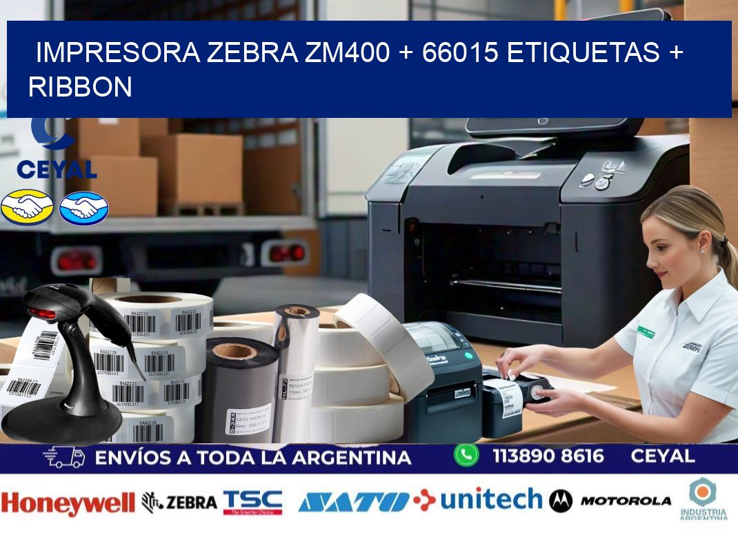 impresora zebra zm400 + 66015 etiquetas + ribbon
