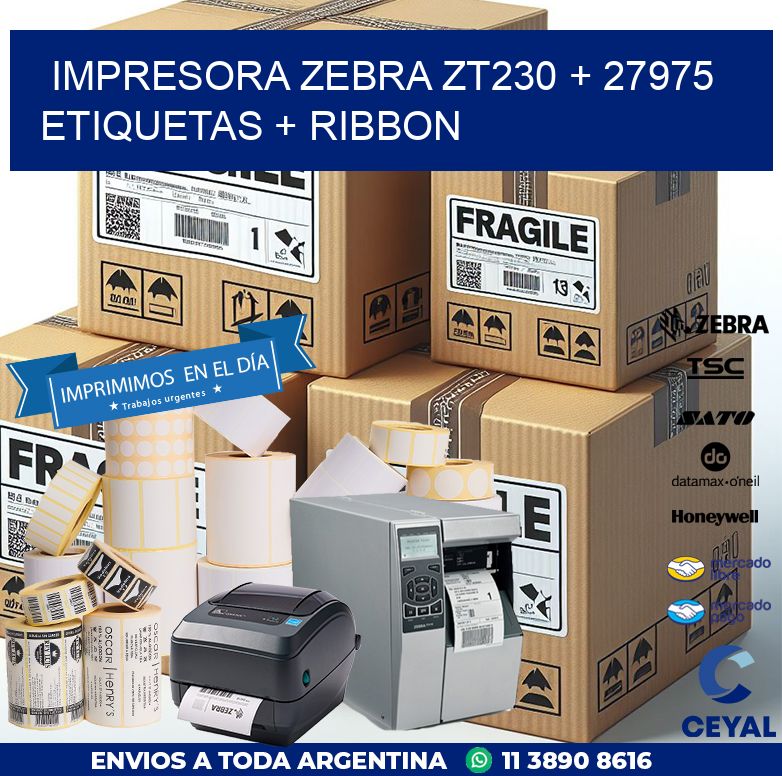 impresora zebra zt230 + 27975 etiquetas + ribbon