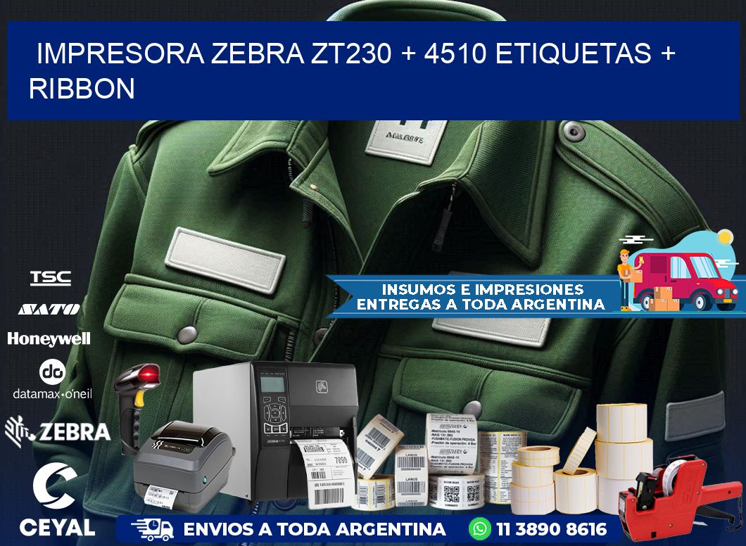 impresora zebra zt230 + 4510 etiquetas + ribbon
