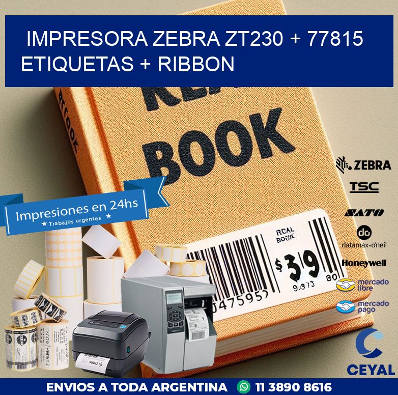 impresora zebra zt230 + 77815 etiquetas + ribbon