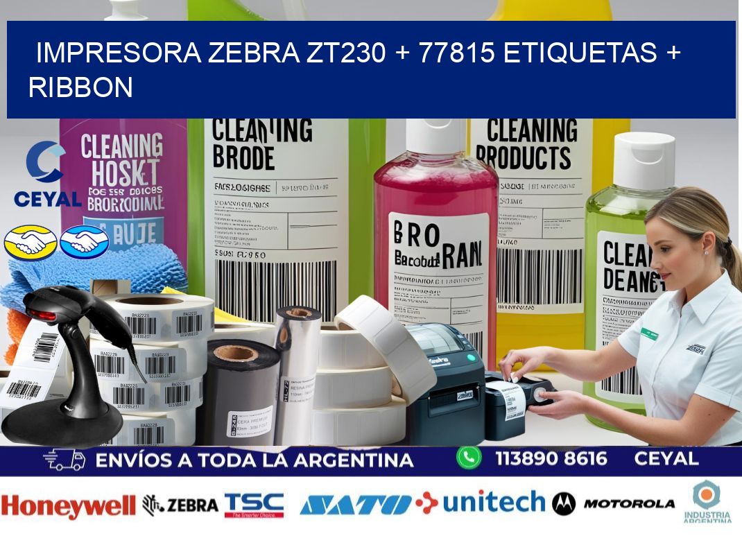 impresora zebra zt230 + 77815 etiquetas + ribbon