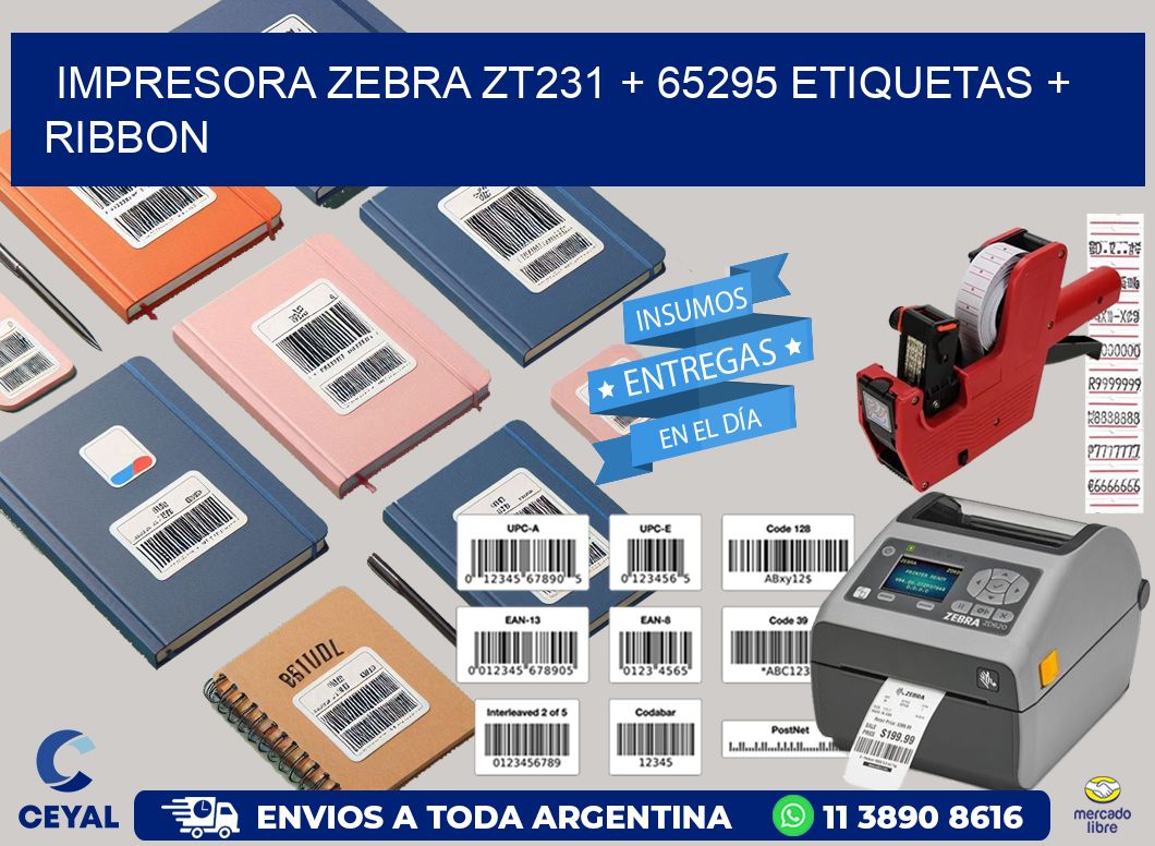 impresora zebra zt231 + 65295 etiquetas + ribbon