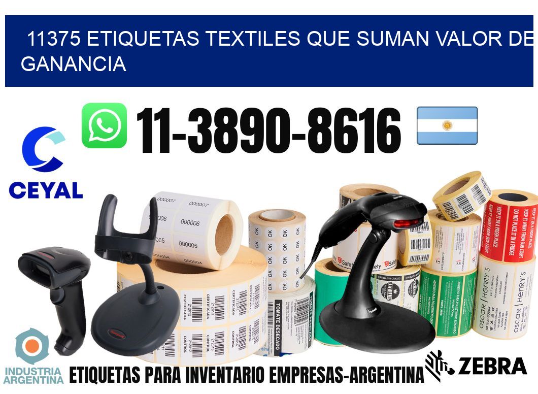 11375 Etiquetas textiles que suman valor de ganancia