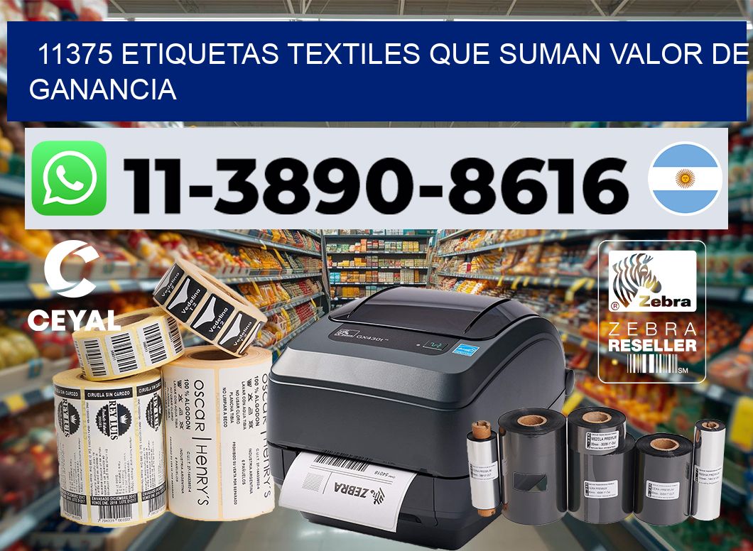 11375 Etiquetas textiles que suman valor de ganancia