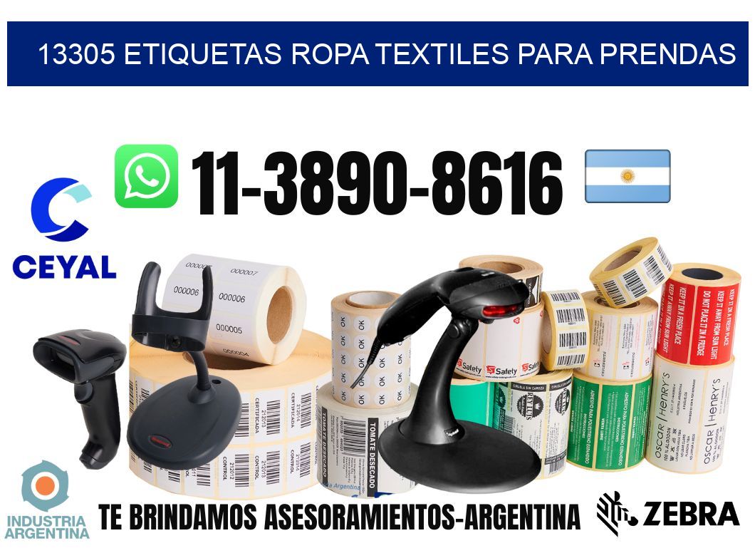 13305 Etiquetas ropa textiles para prendas